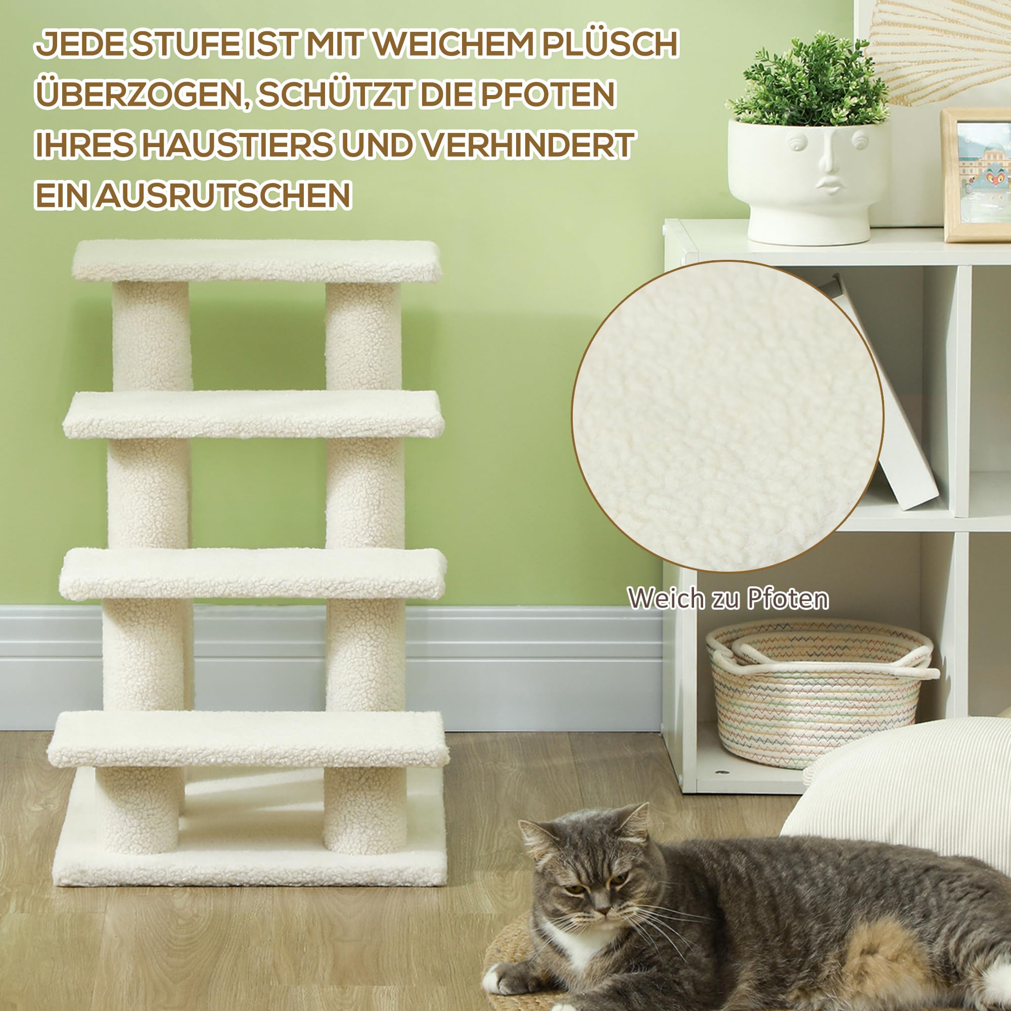 PawHut Kattenhuis, Dubbeldekker Met Balkon En Trap, Voor Katten En Konijnen Dennenhout~1qli4ge59ng00