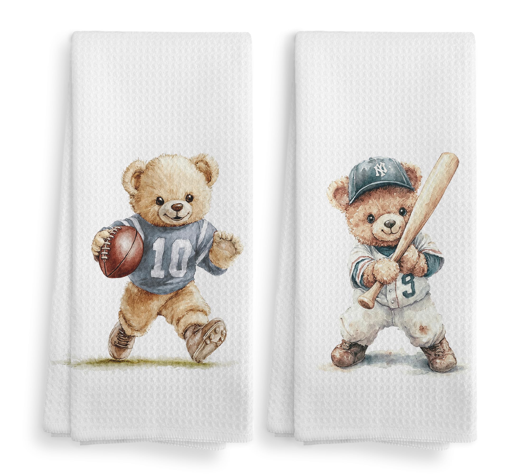 NOQL Vintage Nursery Bear Sports Decor Drying Cloth Hand Towels for Boys Kids Toddler Bathroom, Gifts for Boy Kids, Kids Baby Boy Bear Kitchen Hand