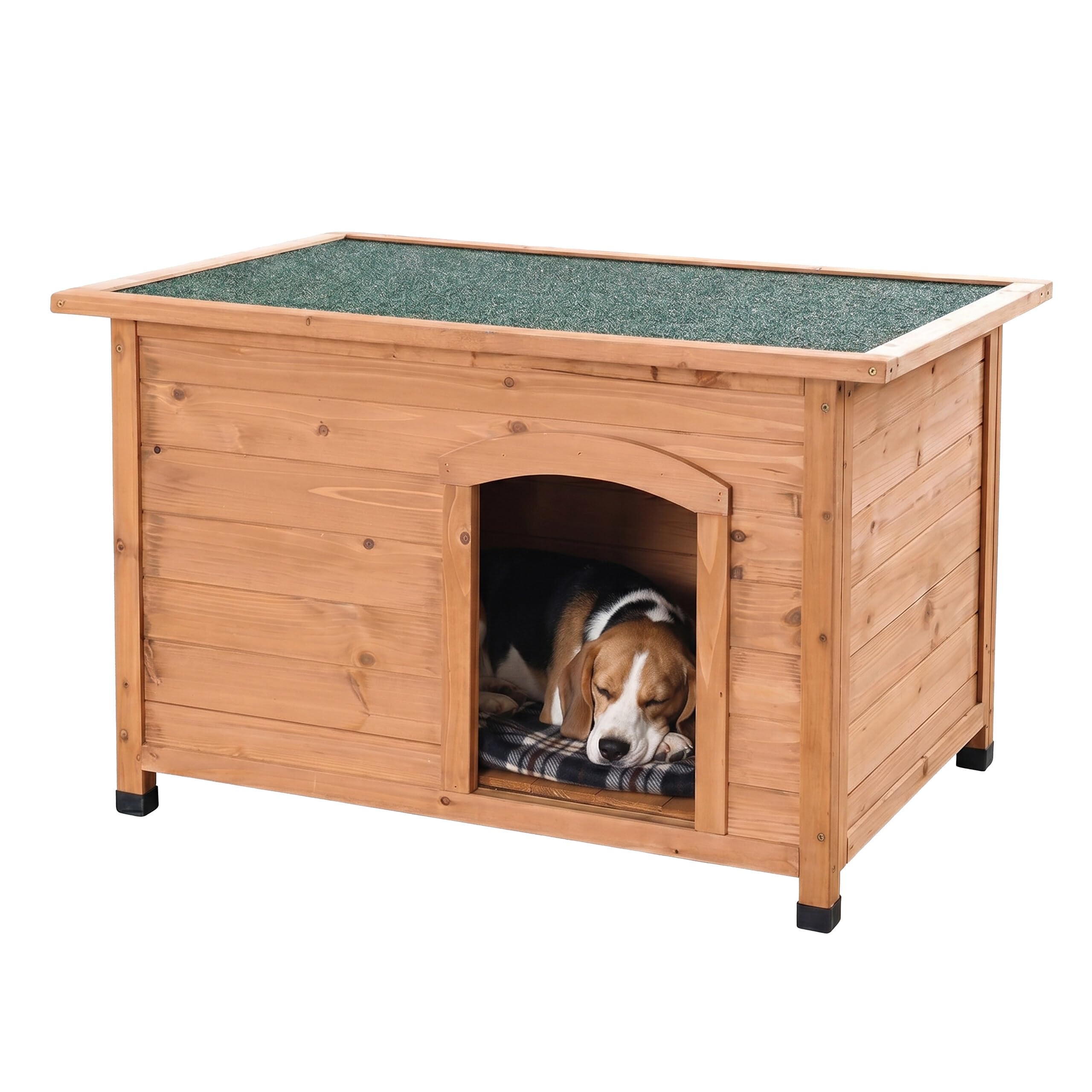 Relaxdays Cuccia per cani in legno, 58,5x85x53 cm, tetto apribile impermeabile, esterni, arancione/verde