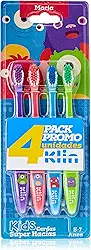 Kit 4 Unid Escovas Dentais Infantil Monstrinhos, 9122, Klin, Cores Sortidas
