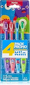 Kit 4 Unid Escovas Dentais Infantil Monstrinhos, 9122, Klin, Cores Sortidas