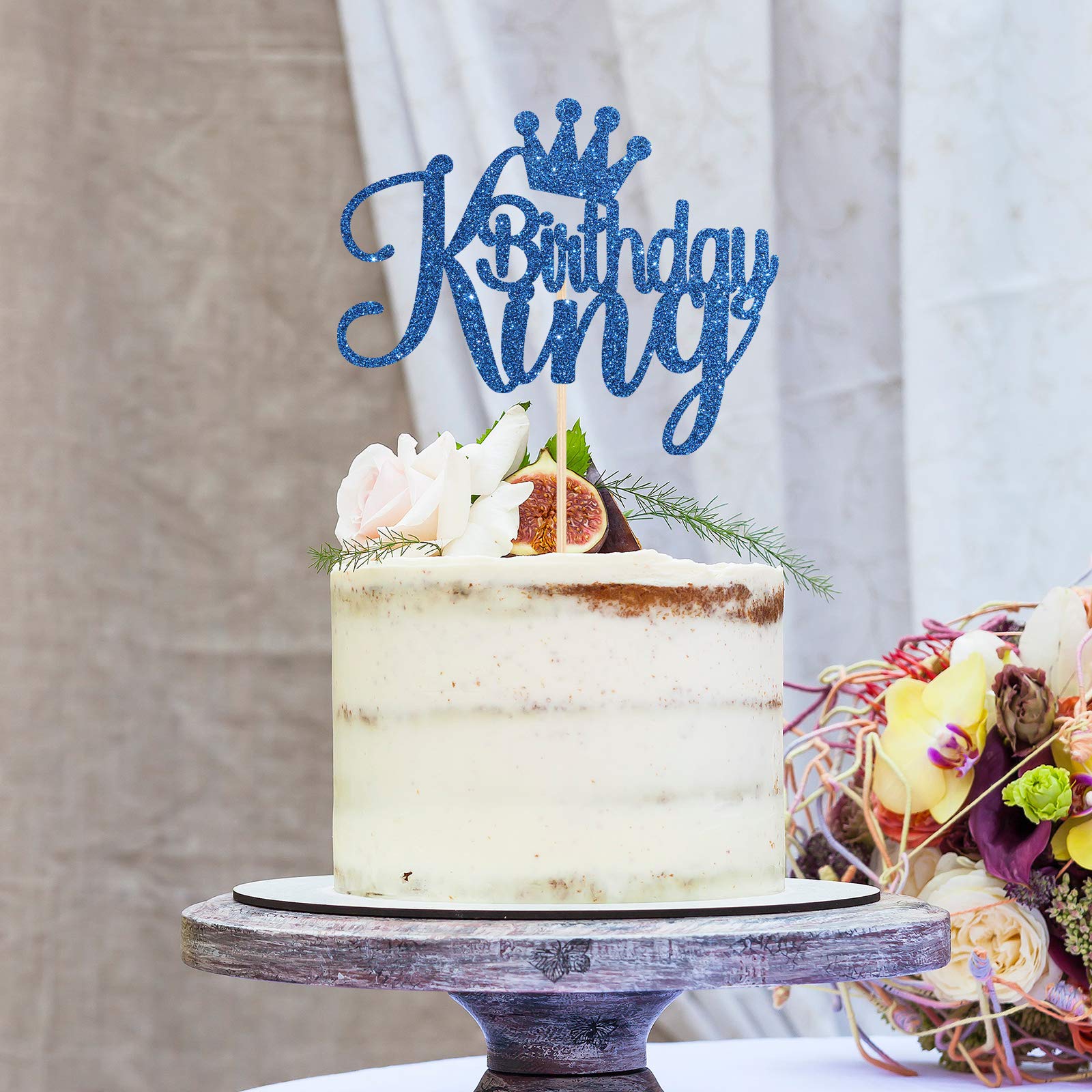 25-Piece King & Prince Crown Cake Toppers – Blue Glitter Cupcake Decor For Boy Birthdays, Baby Showers & Gender Reveals - View #4