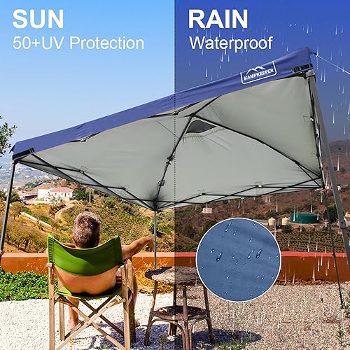 Miniatura 2 de KAMPKEEPER Cubierta de repuesto para toldo desplegable superior con ventilación de aire y correa elástica ajustable, poliéster impermeable a los