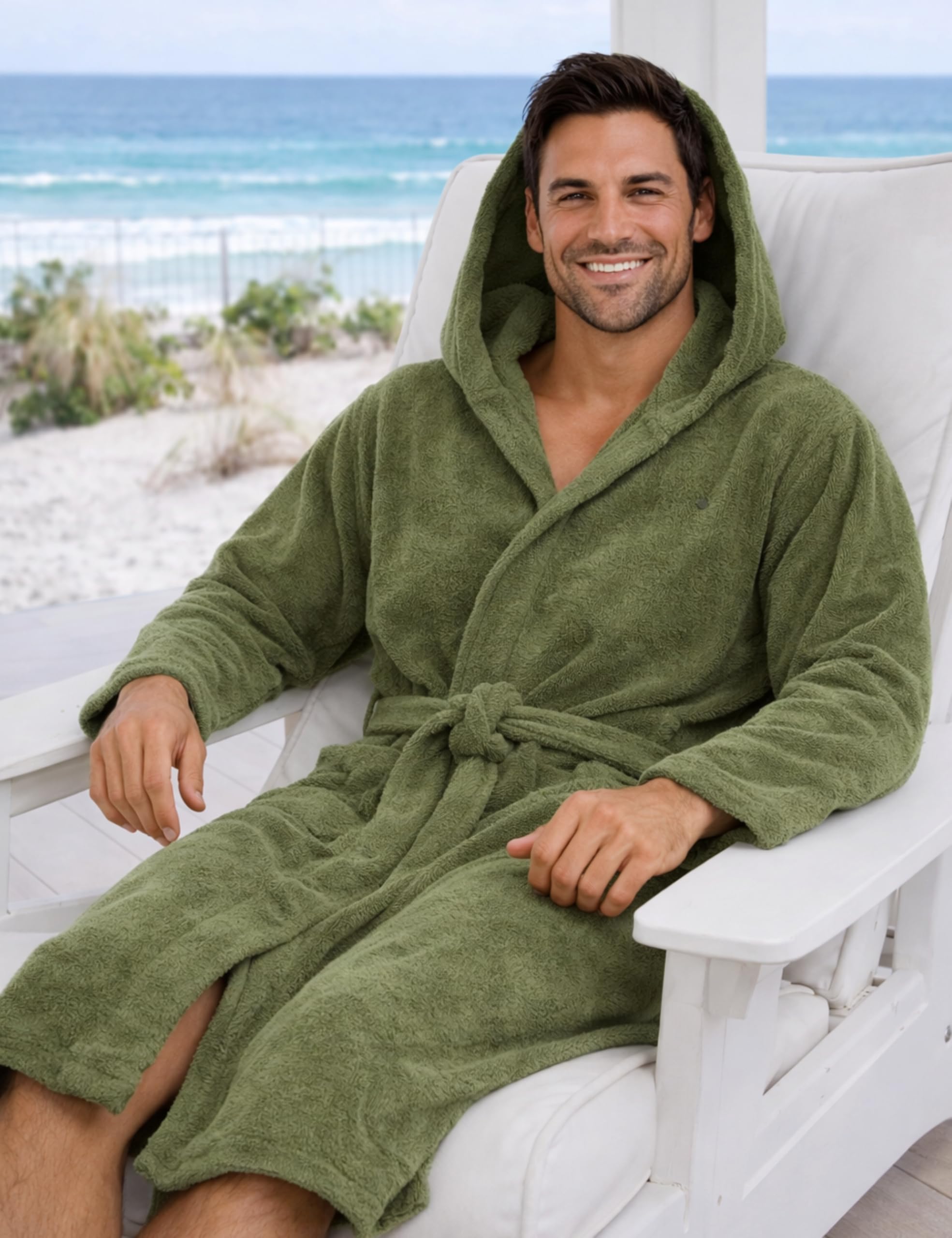 Morgenstern Peignoir Homme 100% Coton Éponge Capuche Classique Long Oeko-Tex-Standard