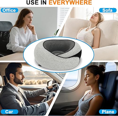 Miniatura 7 de Almohada de viaje avanzada para el cuello 100% espuma viscoelástica pura, diseñada para la comodidad de viajes y oficina, almohada de viaje para