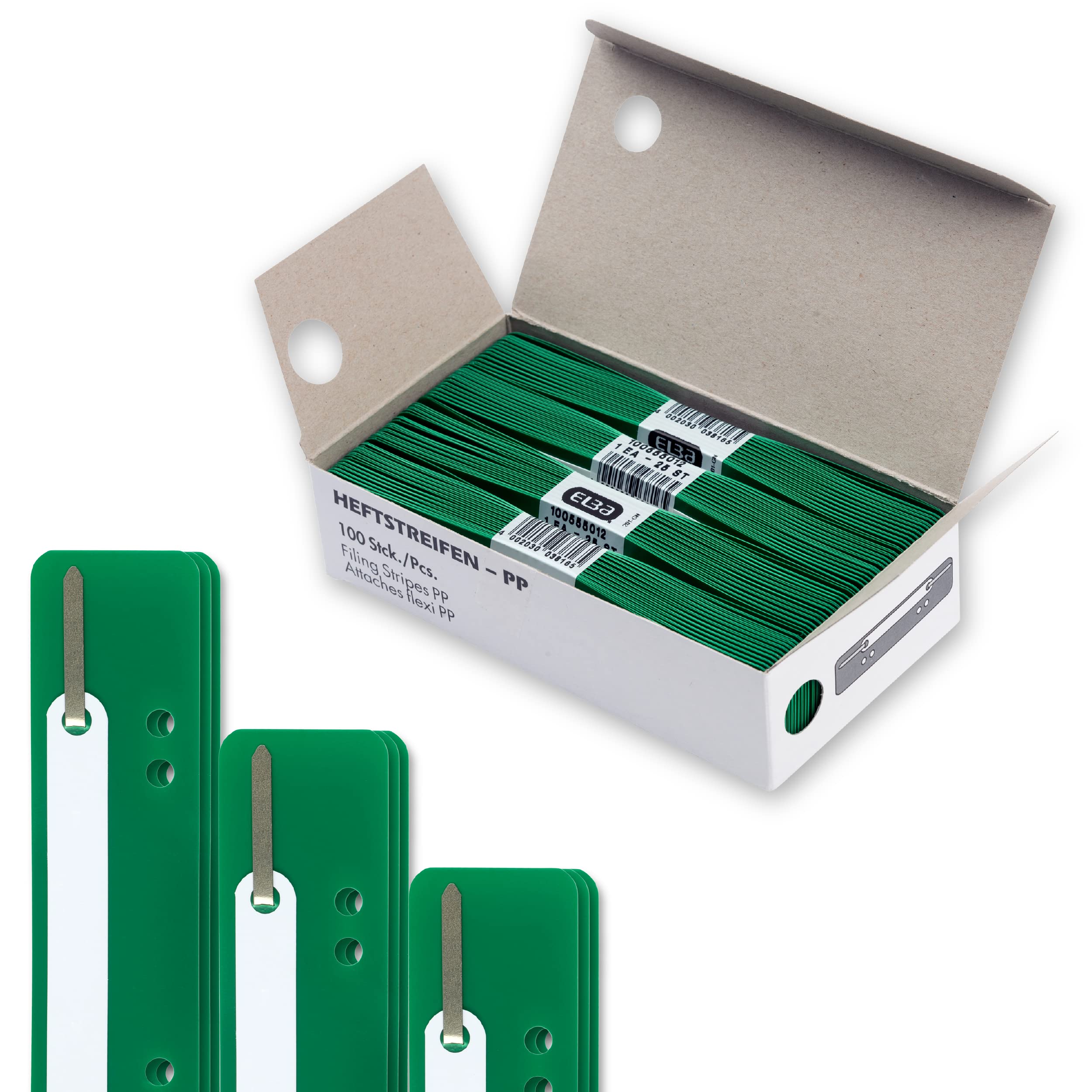 Elba Confezione da 100 strisce in plastica 150 x 35 mm verde