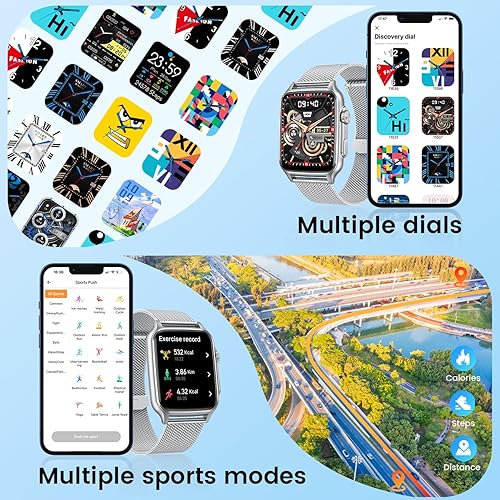 Miniatura 6 de Reloj inteligente para hombre, rastreador de actividad física relojes con pantalla táctil de 2.0 pulgadas, resistente al agua, para llamadas,