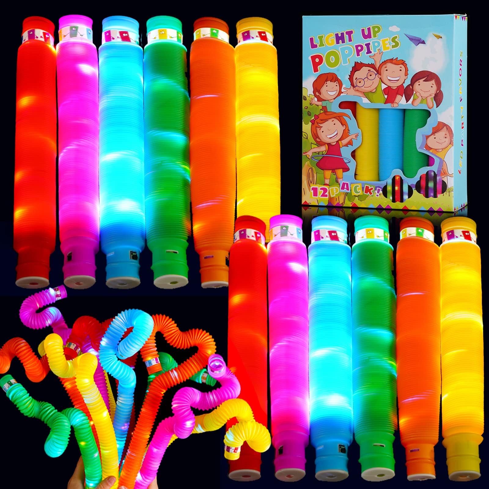Buy 3F UL GearLED Light Up Pop Pipes Tubes for Kids 412, Goodie Bag