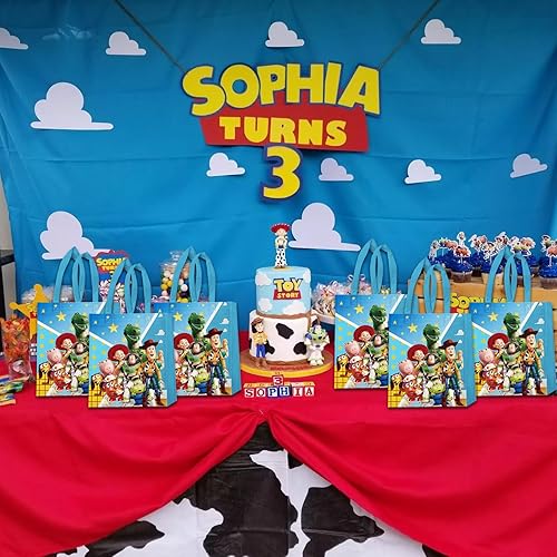 Miniatura 5 de YNOUU Toy Inspired Story - Bolsas de regalo para fiestas, 15 unidades, 11.8 x 9.8 x 3.9 pulgadas, tamaño grande con asa, bolsas de regalo