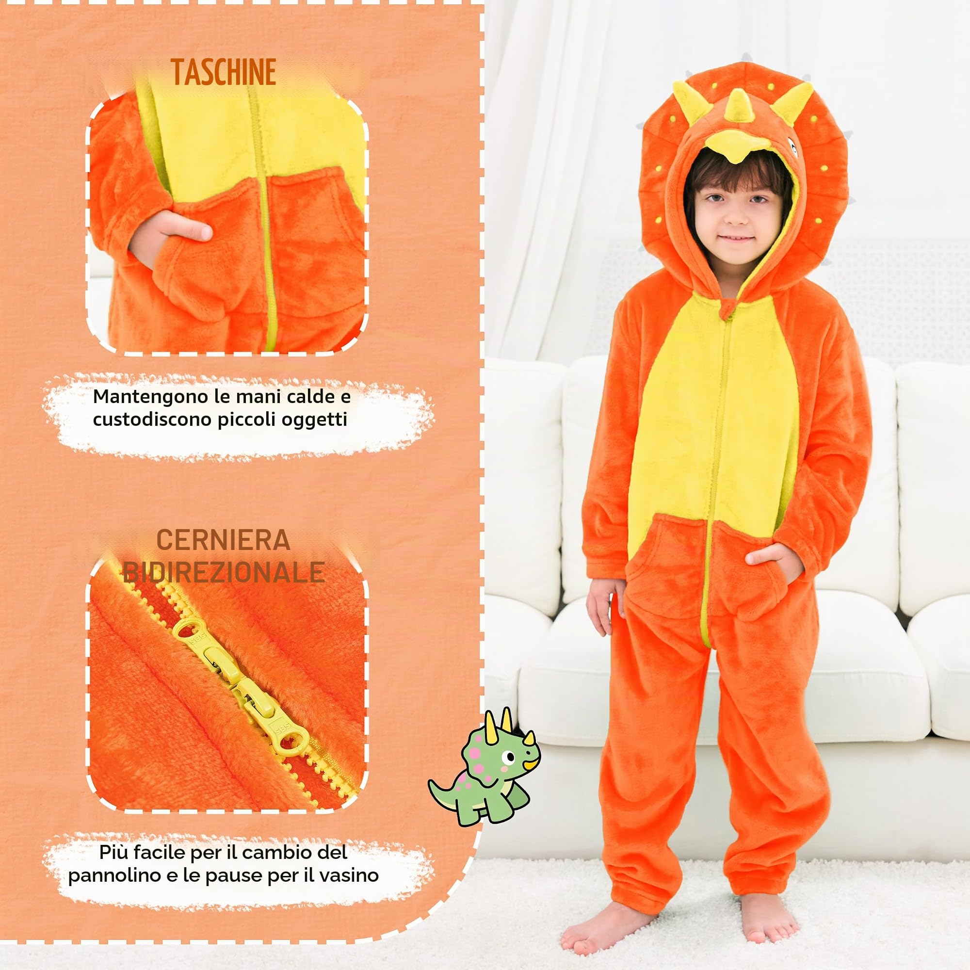 LOLANTA Bambino Costumi Dinosaurio Triceratopo, Vestito da Animale di Carnevale