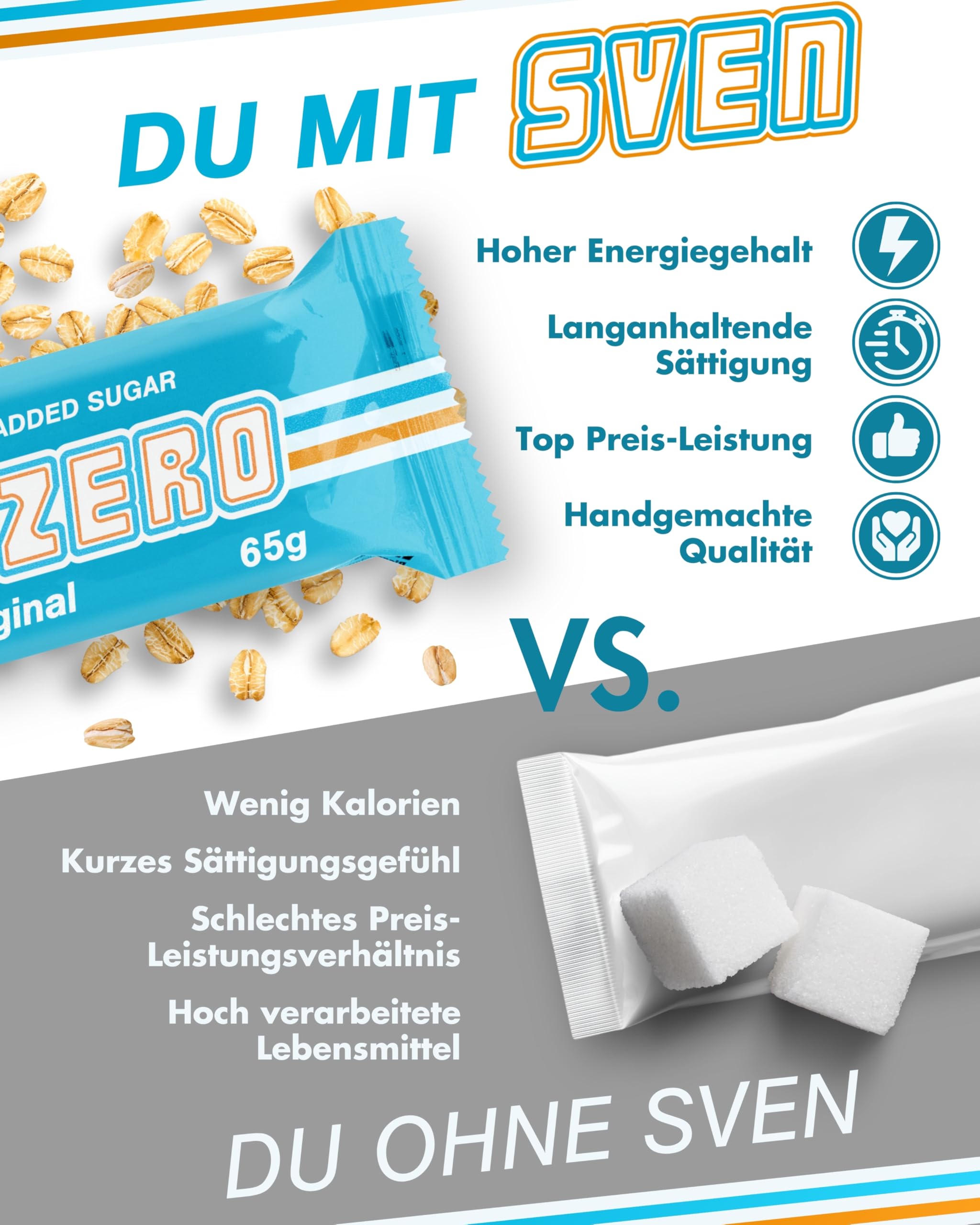 Sven Jack (Energy Cake) Haferriegel Zero Original 20x 65g | Haferflocken Riegel Original I Energieriegel ohne Zucker & Palmöl I Vegane Haferriegel I No added sugar I Kalorien Riegel I Müsliriegel