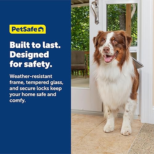 Miniatura 23 de PetSafe Libertad de aluminio Patio Panel de vidrio deslizante Puerta de cristal y gato, ajustable 76 13/16 pulgadas a 80 11/16 pulgadas - Puerta