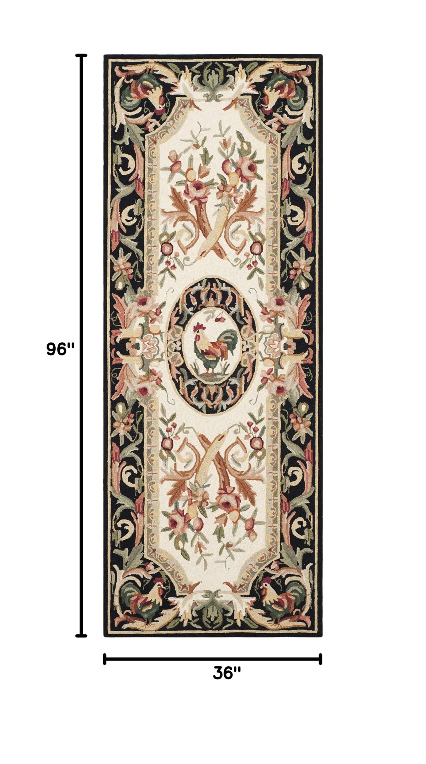 Condition photo showing New/Like New for safavieh chelsea collection accent rug - 1'8" x 2'6", ivory & black, hand-hooked french country wool, ideal for high traffic areas in entryway, living room, bedroom (hk48k)