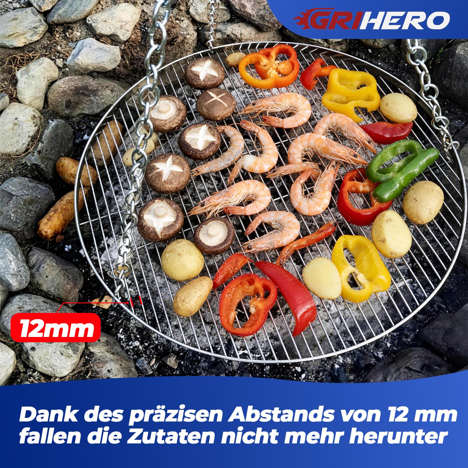 Edelstahl Grillrost Rund 60 cm 304 mit Aufhängungsbohrungen für Weber Kugelgrill 57cm