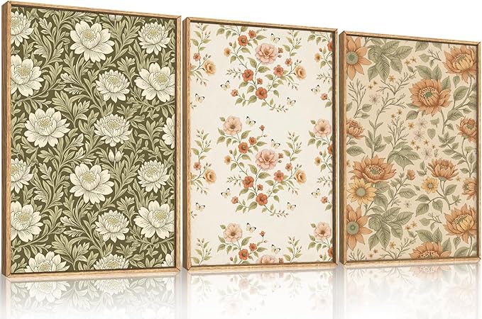 Flower Vintage Floral Canvas Set