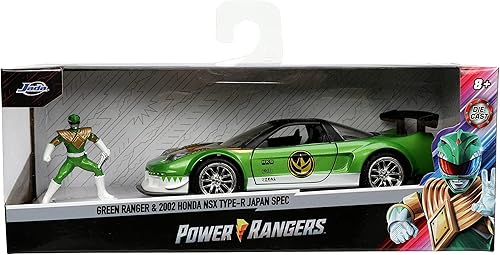 Miniatura 6 de Jada Toys Power Rangers 1:32 2002 Honda NSX Type-R Japan Spec - Auto fundido a presión con figura de Ranger verde de 1.65 pulgadas, juguetes para