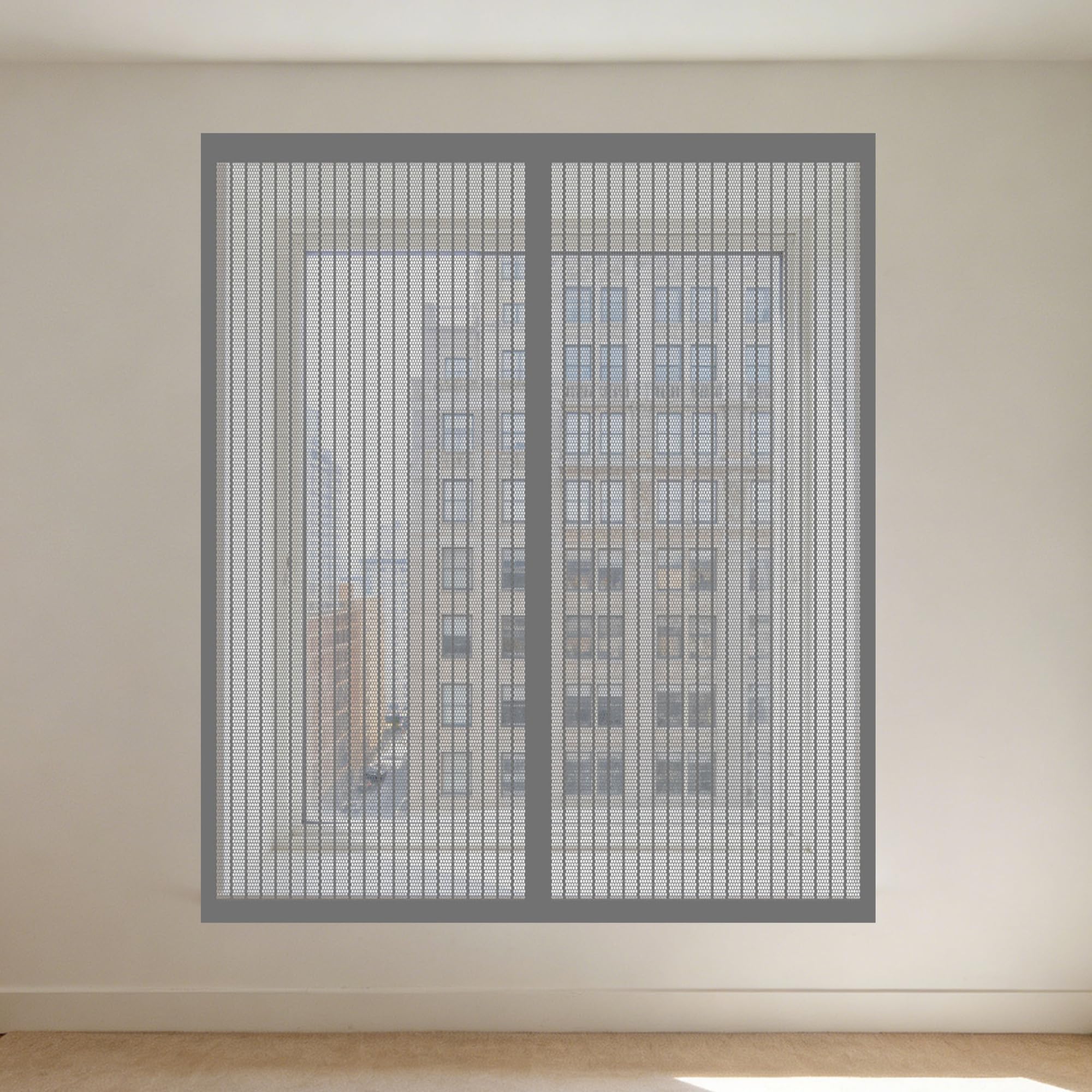 DIY Adjustable Magnetic Fly Screen 155 x 175 cm Selfadhesive Tape Magnetic Window Screen Insect Mesh Custom Size for Living Room Bedroom Offfice, Grey
