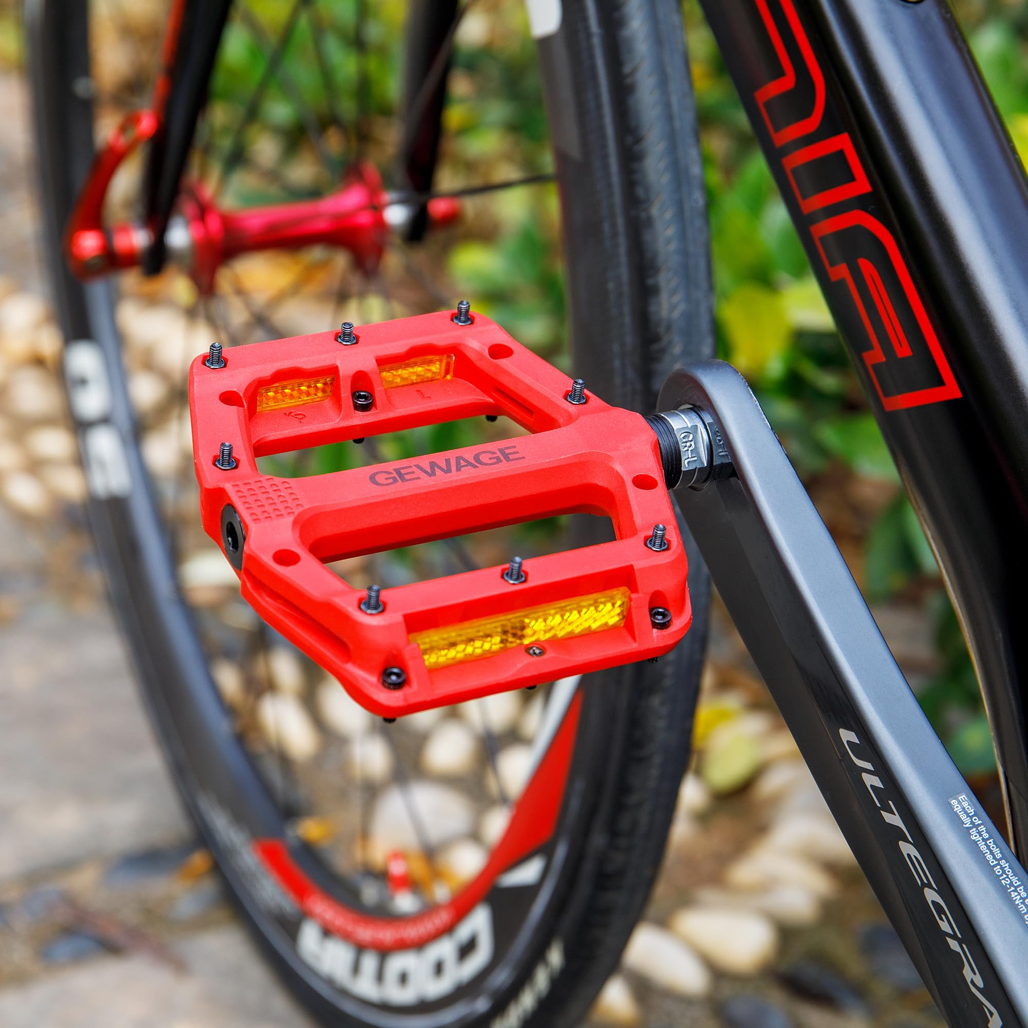 Pedali MTB GEWAGE In Nylon - Antiscivolo, 9/16", Piattaforma Larga Per Mountain Bike