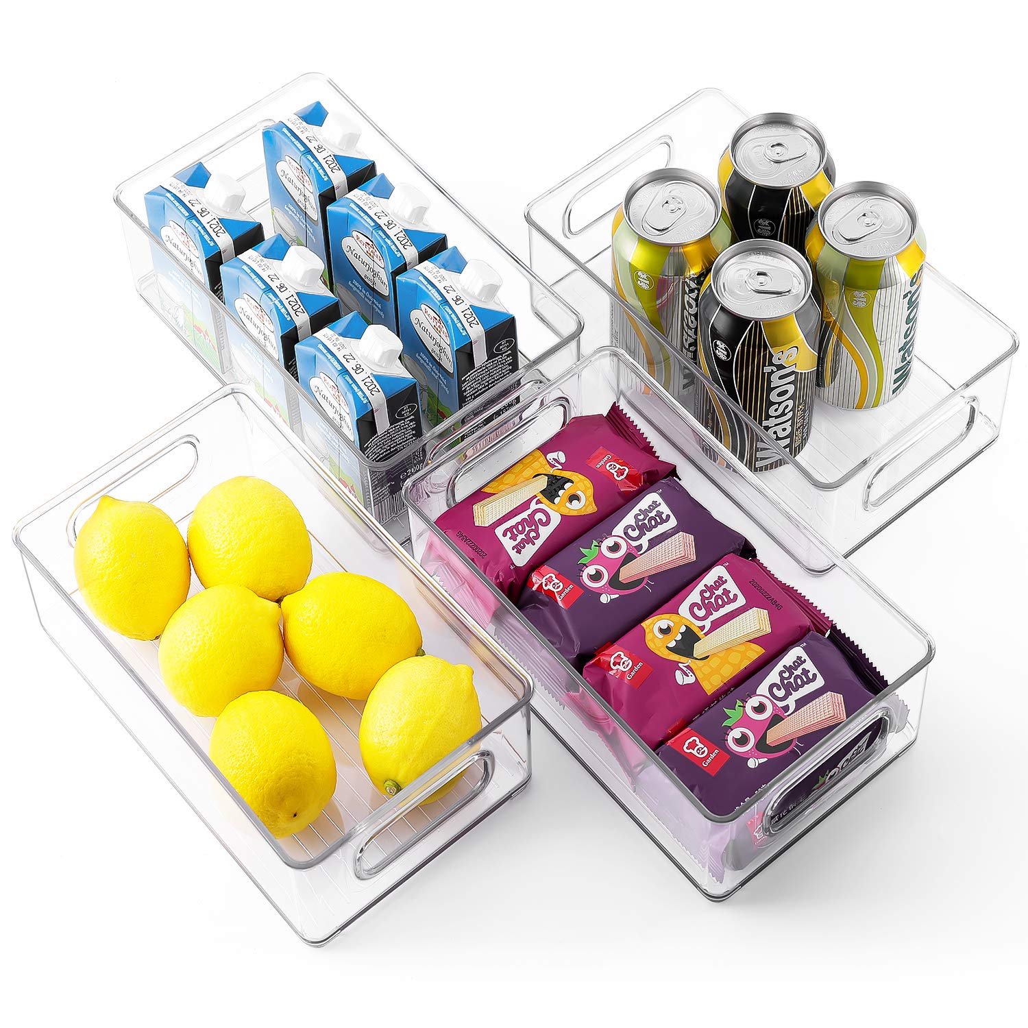Buy TIMART 4 Pack Pantry Organizers Bins, Stackable Refrigerator Organizers with Handles, Clear