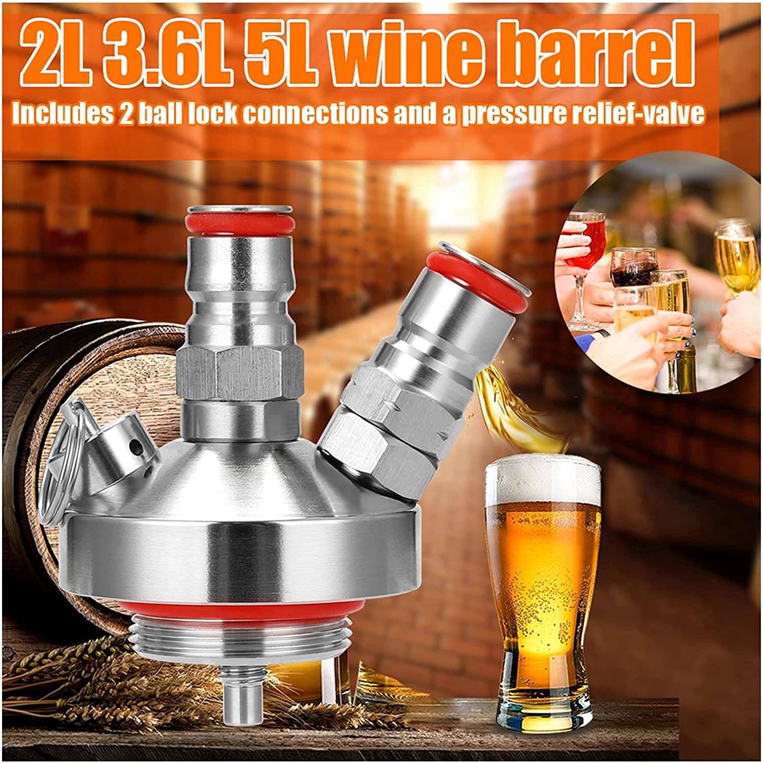 Mini fusto di birra 304 in acciaio serratura a sfera dispenser per vino per 3.6L/5L/10L Birre Casa Strumento Dispenser per vino