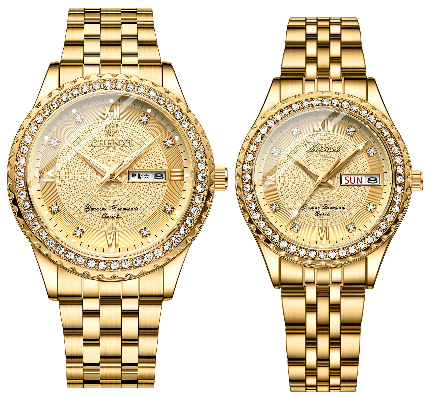 FANMISHis and Hers Couples Watches for Men and Women Stainless Steel Pair Watch Business Waterproof Quartz Analog Watch Valentines Day Gifts for Lover