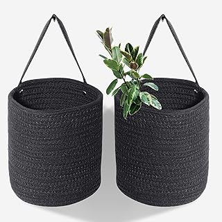 N/AS 2pcs of Black Hemp Rope Hanging Basket-10.6