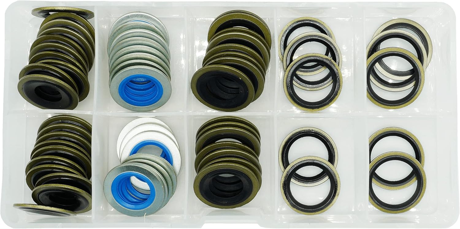 Dsnaduo 60Pcs 5 Sizes Metal/Rubber Oil Drain Plug Gasket