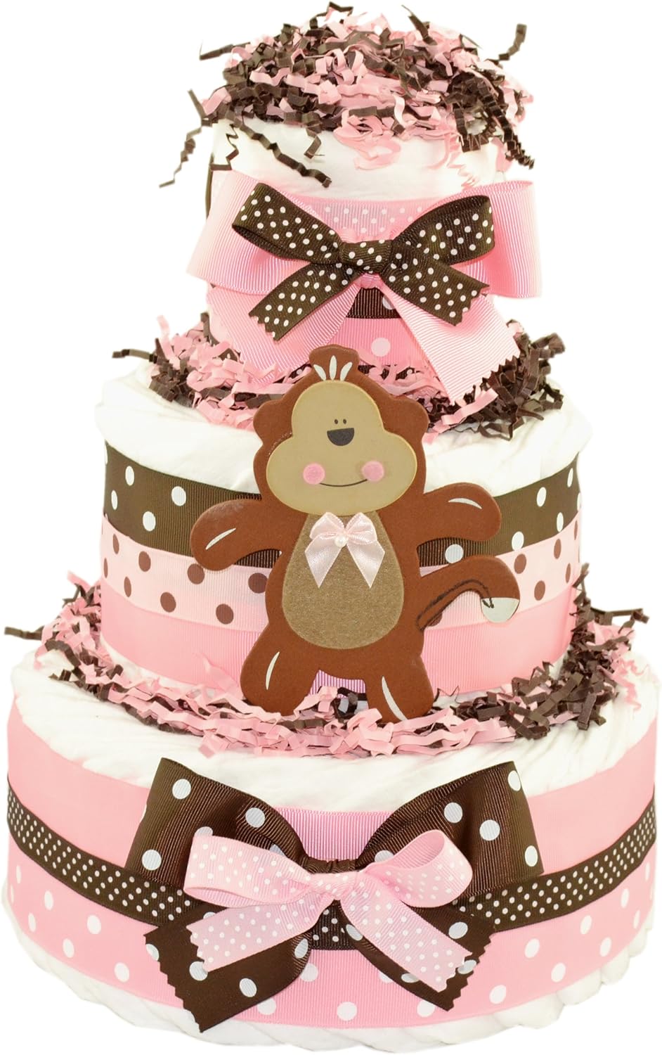 Pink Monkey Diaper Cake