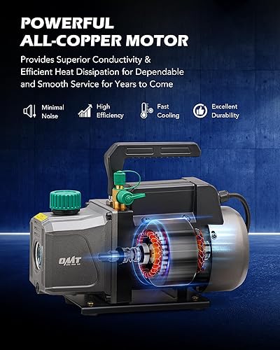 Miniatura 5 de Orion Motor Tech Juego de bomba de vacío y manómetro de CA, kit de manómetro de bomba de vacío de 1/3 hp 4.5 cfm con detector de fugas, 4 mangueras