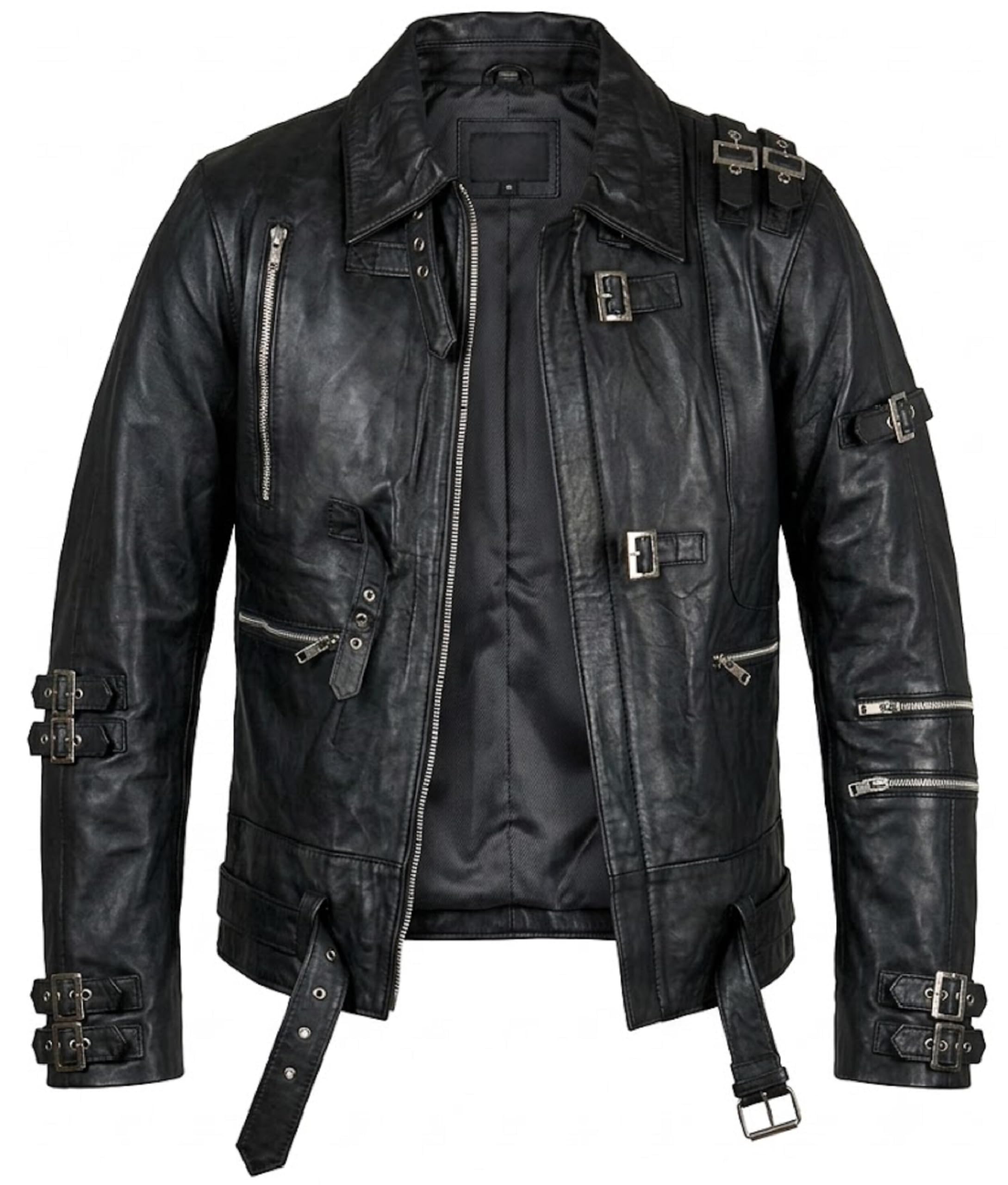 Bad - Chaqueta de cuero negra para hombre, inspirada en el álbum, para motociclista, disfraz de Halloween, estilo punk POP Star