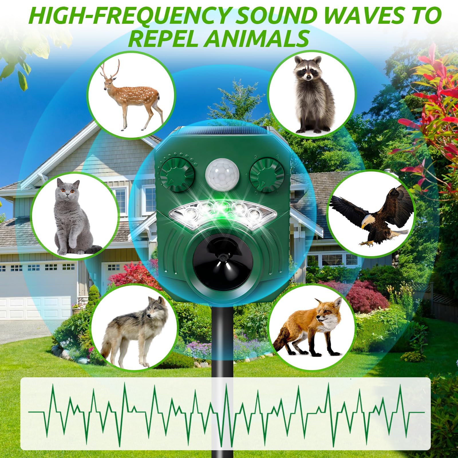 Répulsif Chat Ultrason,Répulsif Chat Exterieur,Répulsif pour Chats Solaire,répulsif à ultrasons avec Détecteur de Mouvement pour Anti Chats Chiens Souris Ratons Oiseaux Les rongeurs.