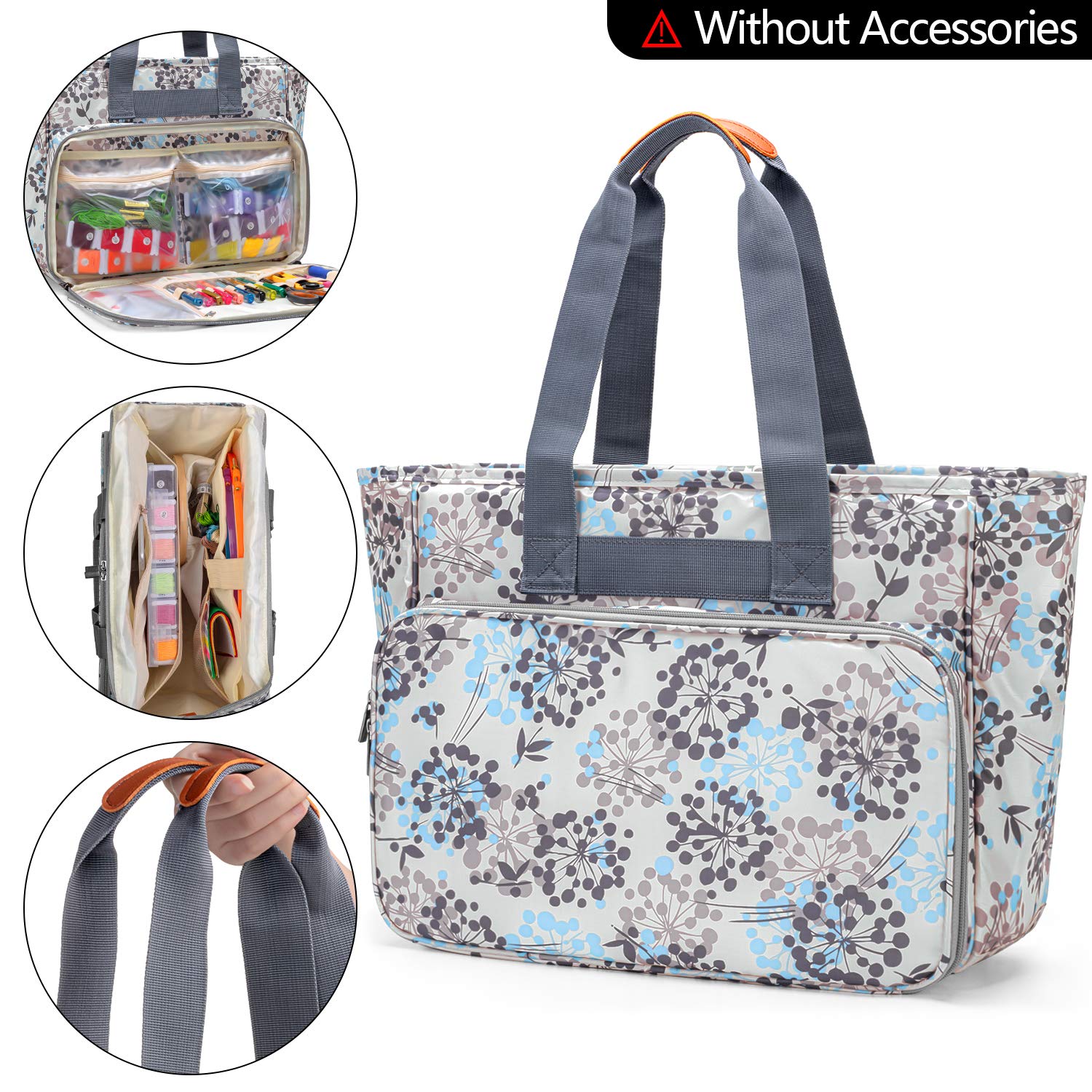 Yarwo Sac pour Broderie Kit, Sac de Transport pour Broderie au Point de Croix, Sac de Rangement pour Cerceaux de Broderie, Fils de Couleur Ou d'autres Accessoires de Broderie, Pissenlit