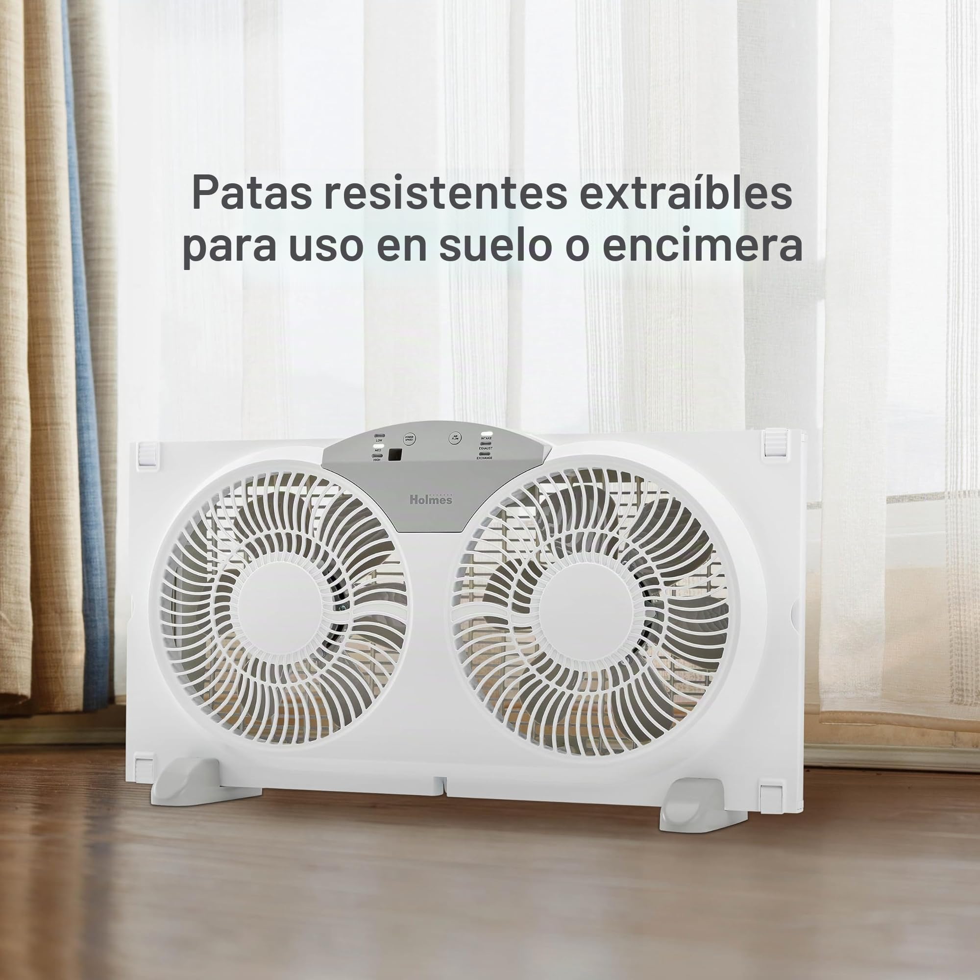 Holmes Ventilador de ventana digital doble de 9 pulgadas, aspas reversibles, intercambio de entrada/salida, 3 velocidades, paneles extensores integrados, ideal para el hogar, dormitorio u oficina,