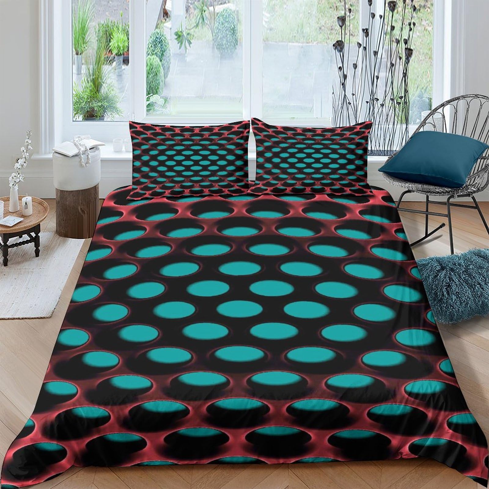 Parure de lit 3D microfibre souple et respirant pour couette 220x240cm