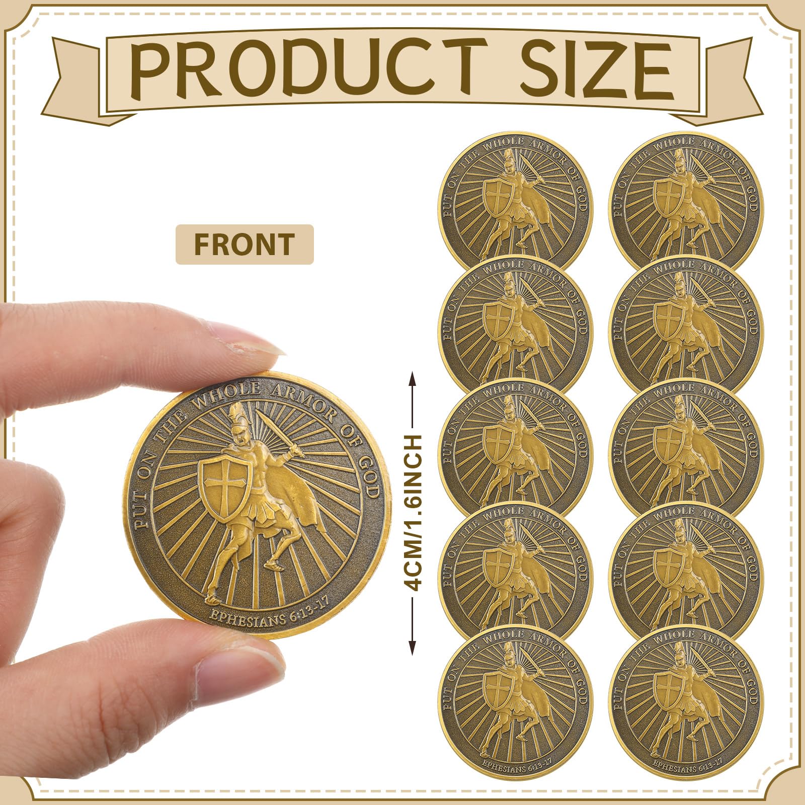 Religiöse Gebetsmünzen 10er Set - Christliche Armor Gottes Münzen Zum Sammeln