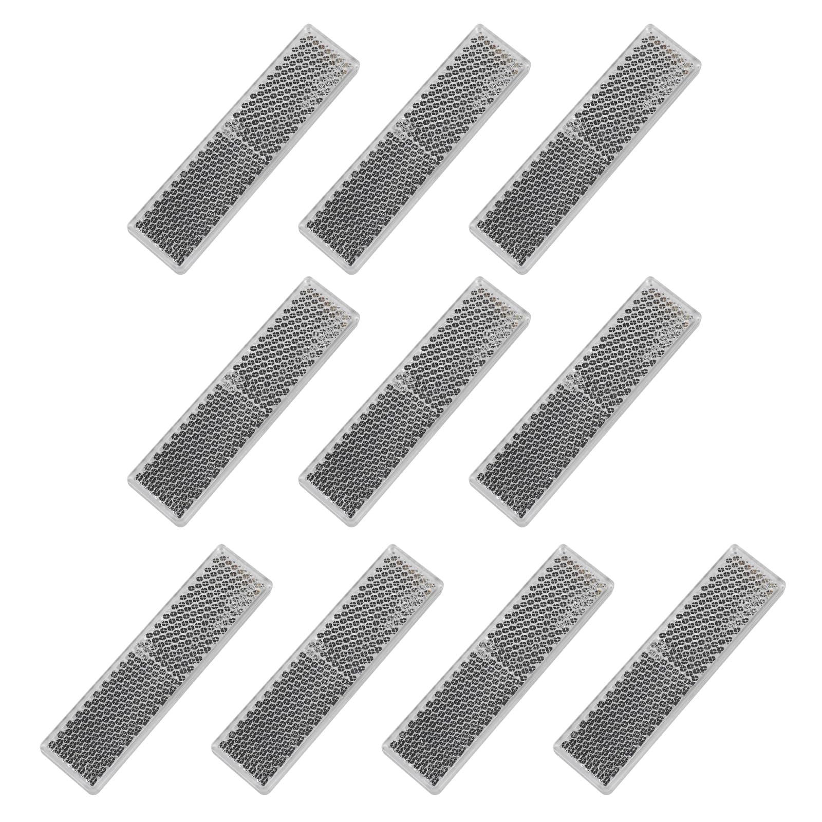 FajerminArt 10 Pack White Self Adhesive All Plastic 3.3'' Rectangle Reflectors (85x22x7mm) for Mailbox, Motobikes, Trailers, Trucks, Boats, Suv's, RV's
