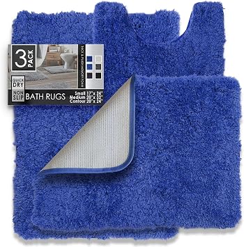 Clara Clark Bathroom Rugs Sets 3 Piece, Shaggy Plush Bath Mat - Non-Slip, Machine Washable Bath Rugs - Dries Quickly, Ultra Soft Bath Mats for Bathroom,