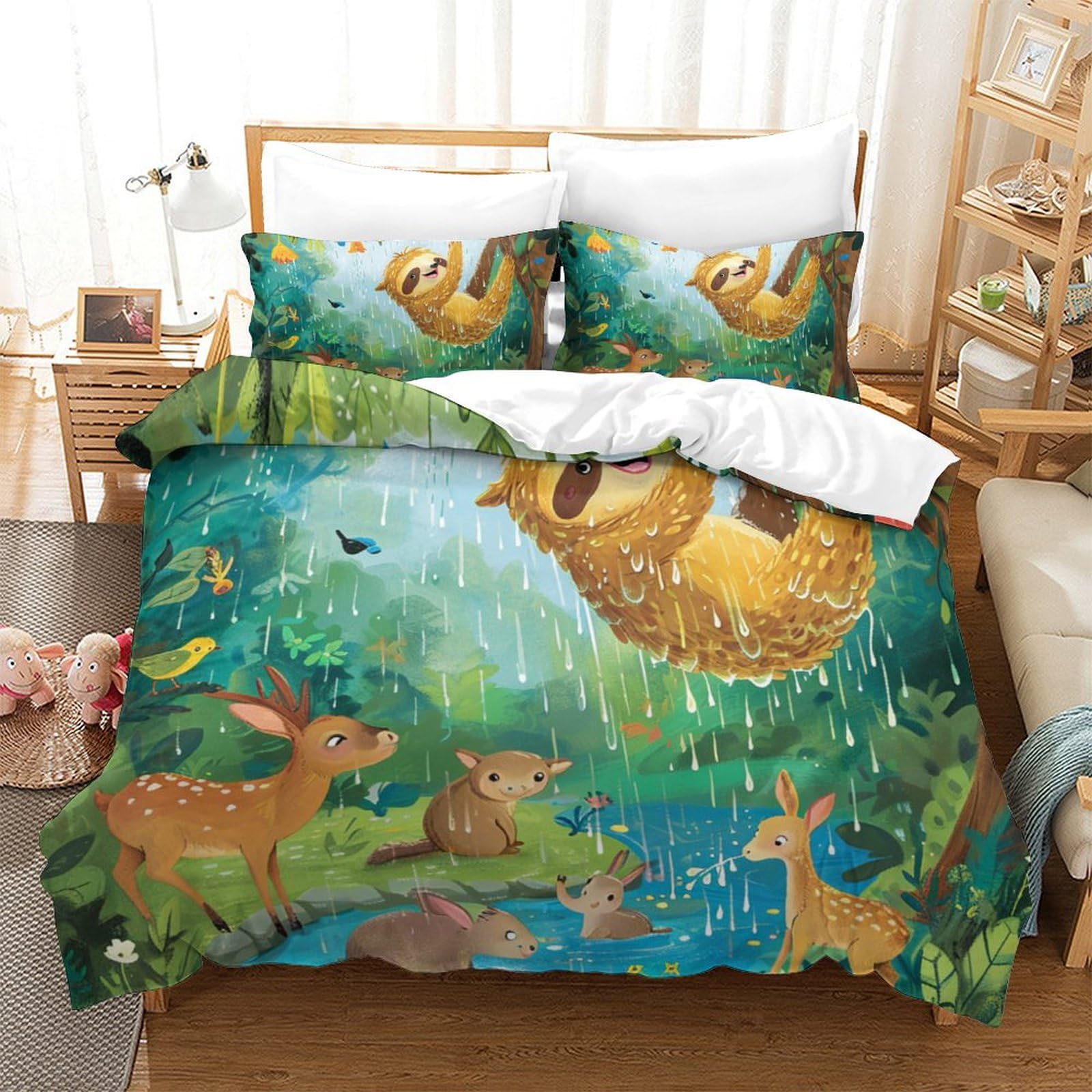 Housse de couette loutre 3D 260x220 parure de lit super king microfibre douce