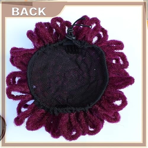 Miniatura 4 de Chignons con Trenzas Africanas Afro Pompón Alto con Cordón Cola de Caballo Postizos de Cabello para Mujeres Negras (20.3 cm, Púrpura)