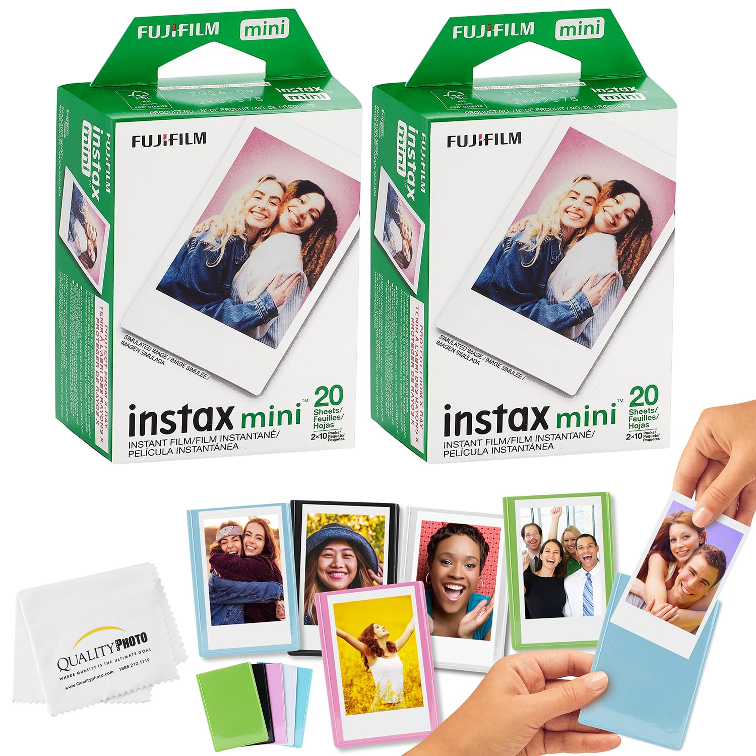 Fujifilm Instax Mini Film + Magnet Frames + Quality Photo Cloth, 80 Sheets