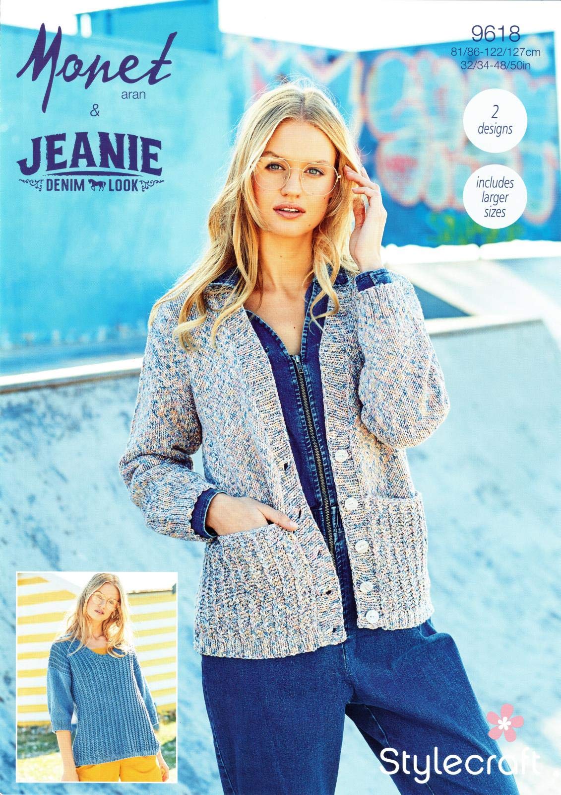 Stylecraft Aran 9618 2 Designs Sweater and Cardigan 32/34 - 48/50 ins