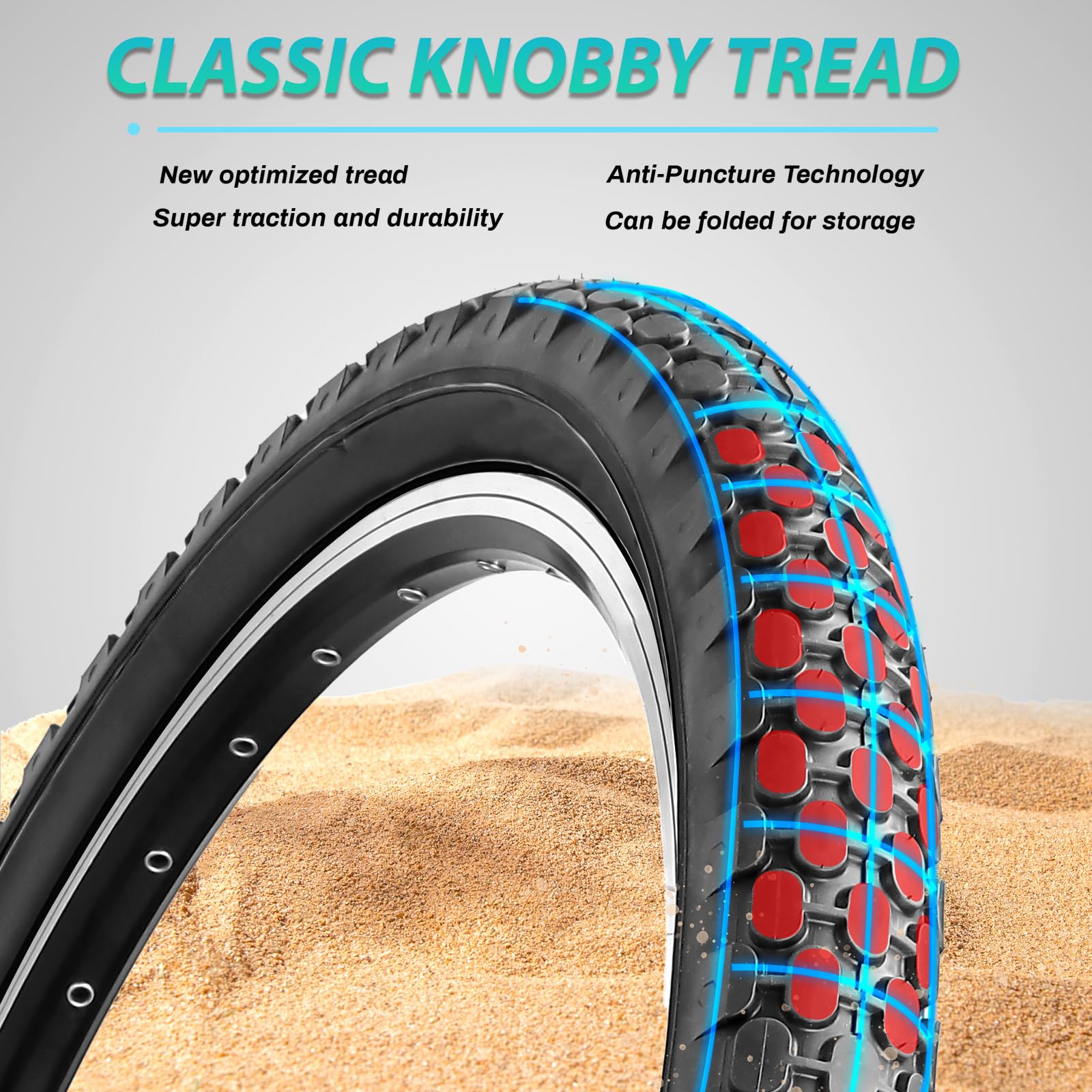 Hycline 2 Pack Bike Tires Set,24x2.125 Inch Folding Replacement Tire Plus Bike Tubes and Tire Levers for Beach Cruiser Bicycle-Black