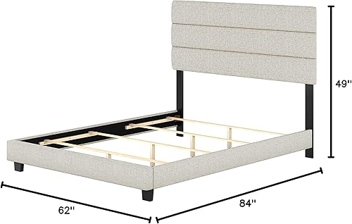 Miniatura 38 de Boyd Sleep Milan - Marco de cama de lino negro con plataforma totalmente tapizada con cabecero ajustable, base o somier calificado para su uso Negro