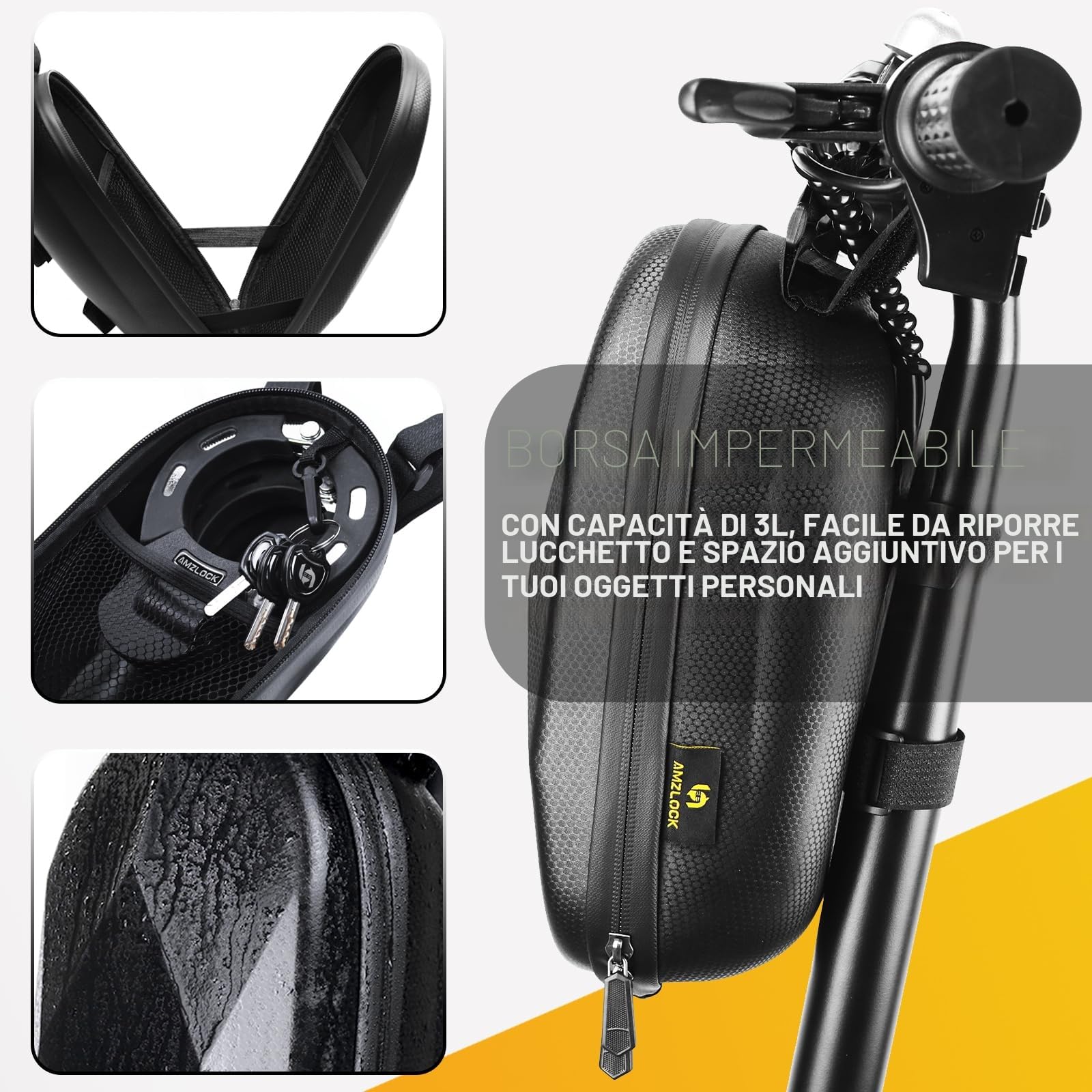 Lucchetto a Catena Antifurto, Lucchetto per Scooter con Borsa Impermeabile e Chiave, Accessori Monopattino Elettrico, Serrature a Manetta per Scooter, Mountain Bike, Moto, Carrelli