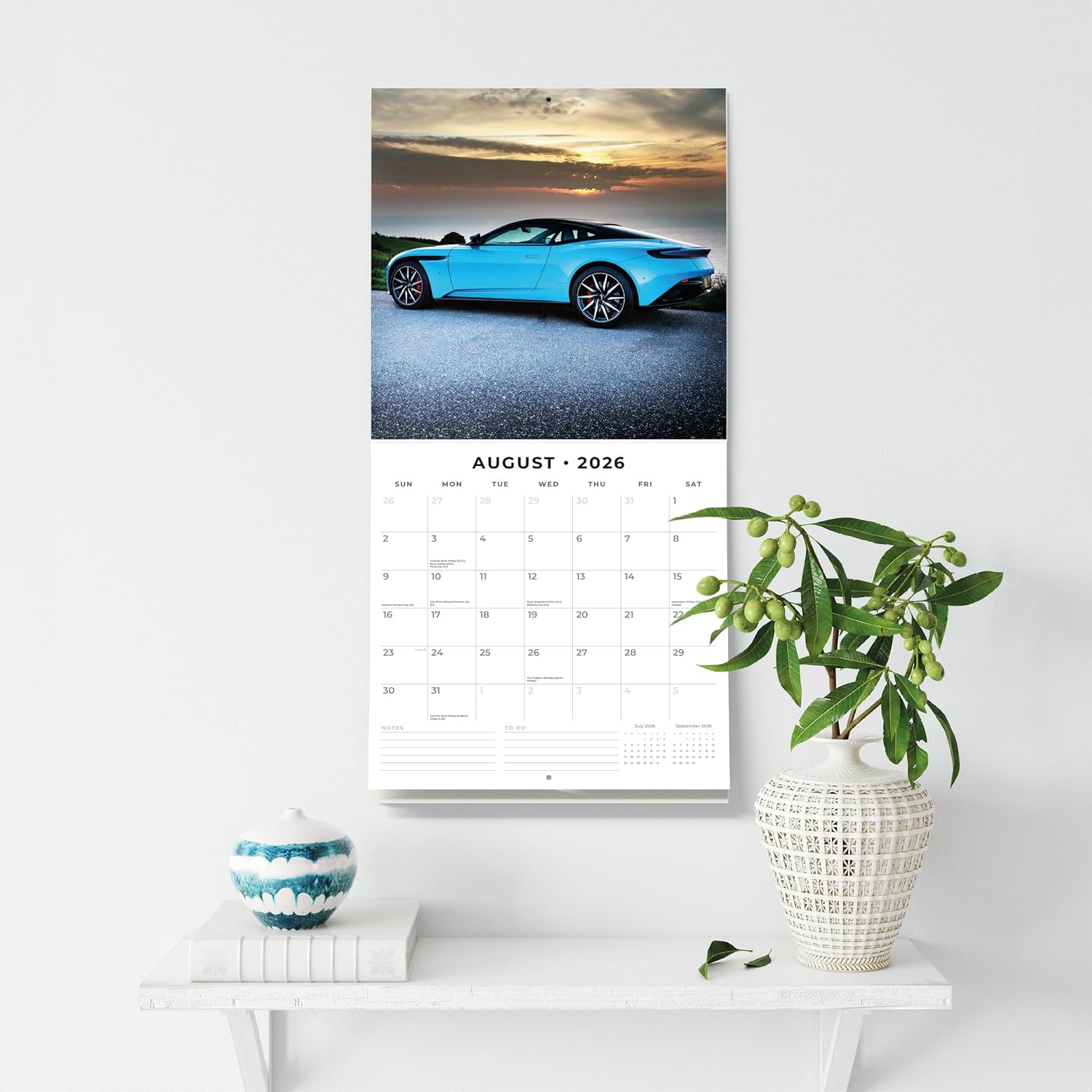 Red Robin 2026 Dream Cars Monthly Wall Calendar | 12" x 24" Open | Premium Thick & Sturdy Paper | Hangable 12 Month Calendar | Lined Notes & To Do Area | Vivid Images | Plastic Free - Image 5