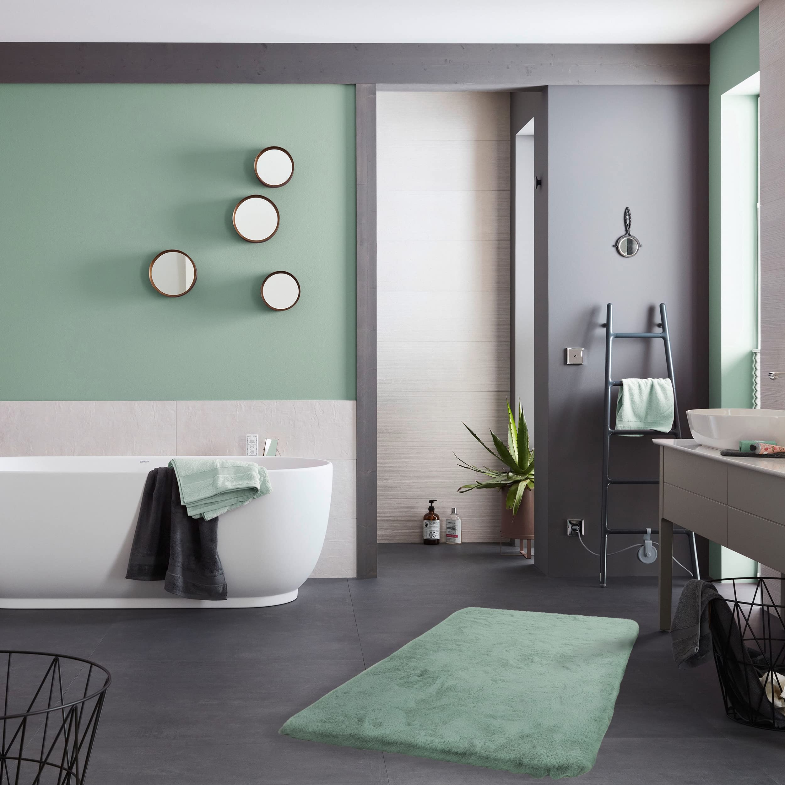 Collezione Schöner Wohnen Tappeto da bagno 60 x 90 cm - soffice tappetino da bagno menta - lavabile e antiscivolo