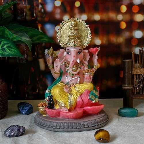 Miniatura 5 de alikiki Estatua de Ganesha - Artículo de regalos indios  6.8 pulgadas, Dios hindú Señor Ganesh Ganpati ídolo para la oficina en casa india, altar
