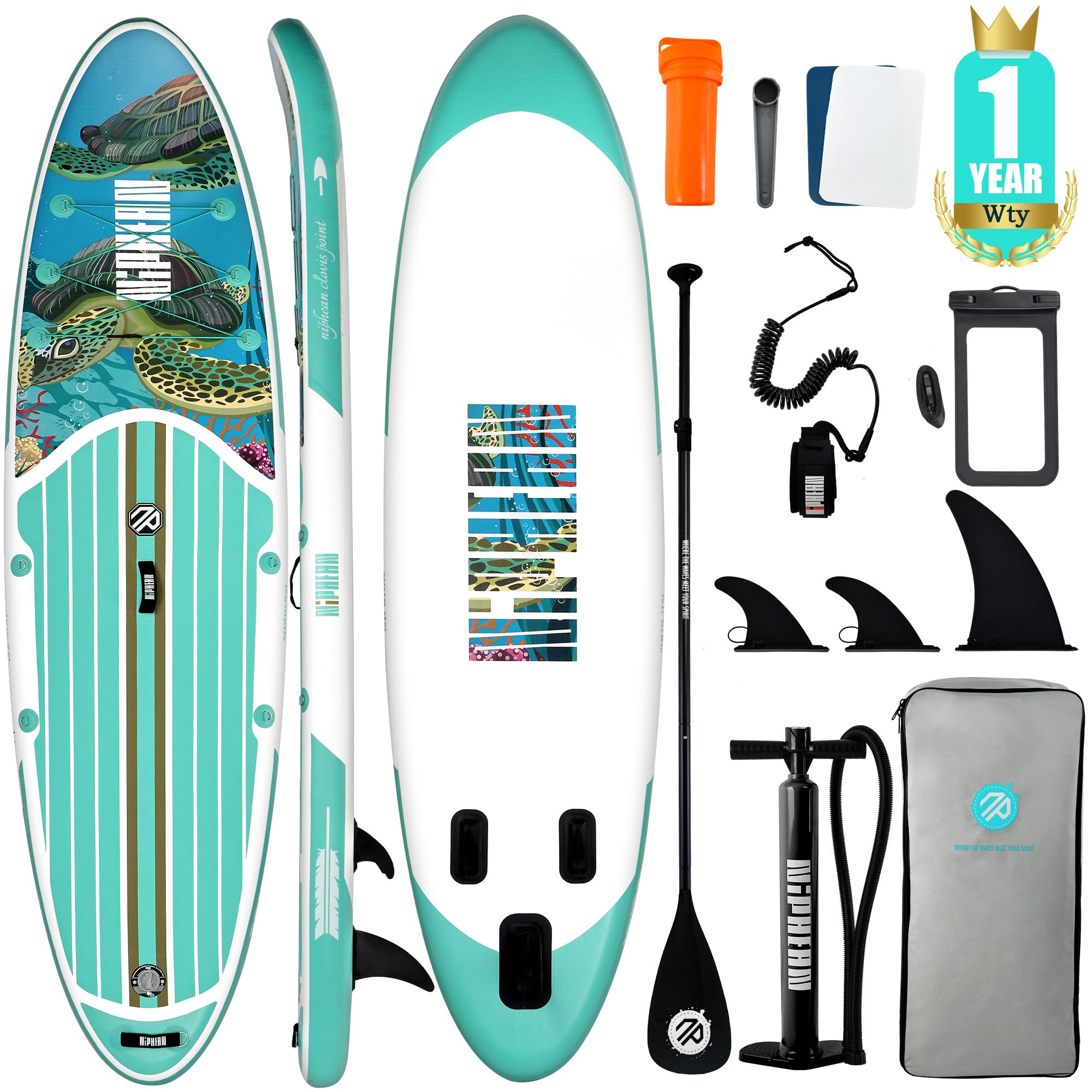 Niphean Tabla de Paddle Surf Hinchable con Accesorios Sup, Cubierta de EVA Antideslizante, Tabla de Paddle Surf de 320cm para Adultos y Jóvenes de Todos los Niveles de Habilidad