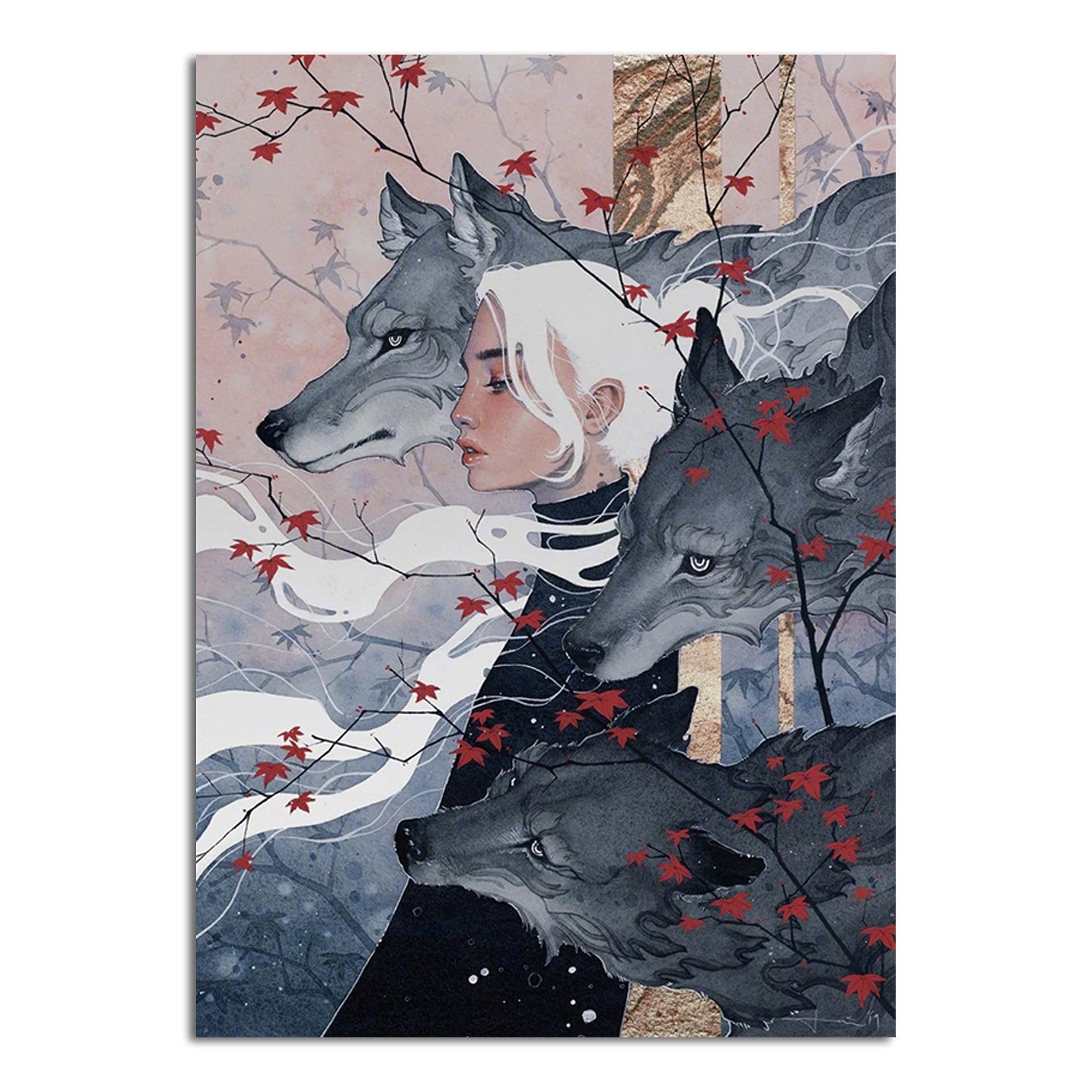 Tnnd Women's Who Run With Wolves Wolf And Girl Wolf Wolf Lovers Metal Sign Bathroom Decor Vintage Mural 8X12 Inches