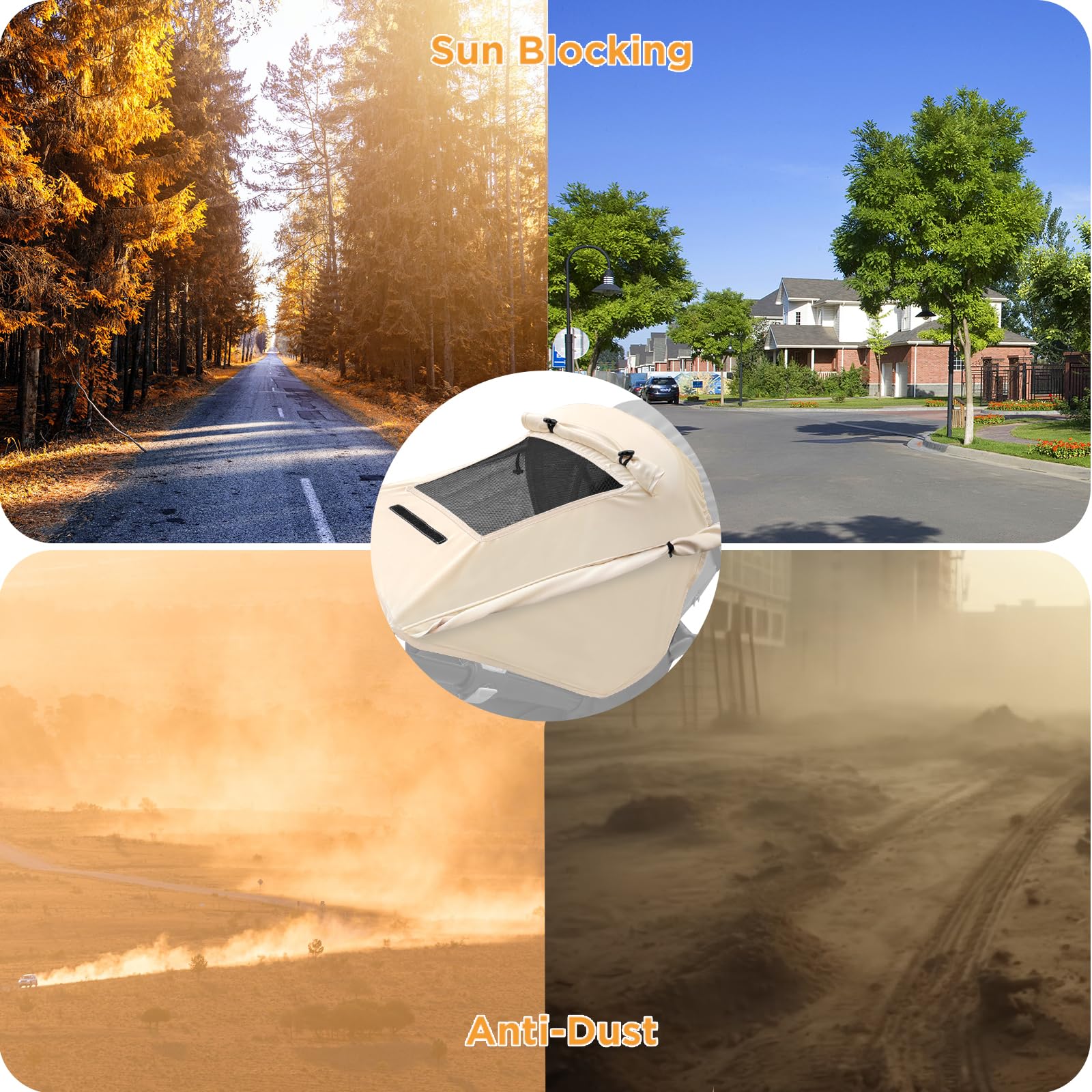 WD&CD Parasole per Passeggino, Telo Parasole per Carrozzina e Passeggino Ombrellini Parasole Universale Regolabile UV Protezione Solare Parasole Passeggino - Beige